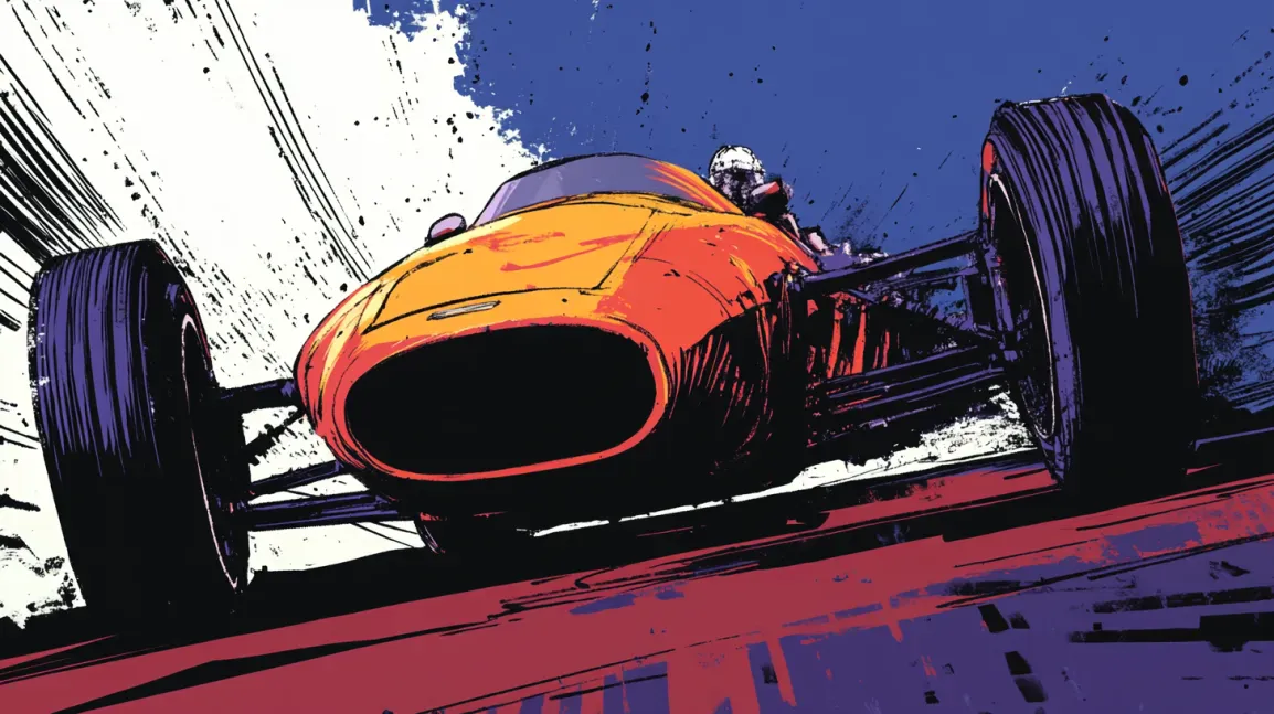 a racing car, that just startet the race